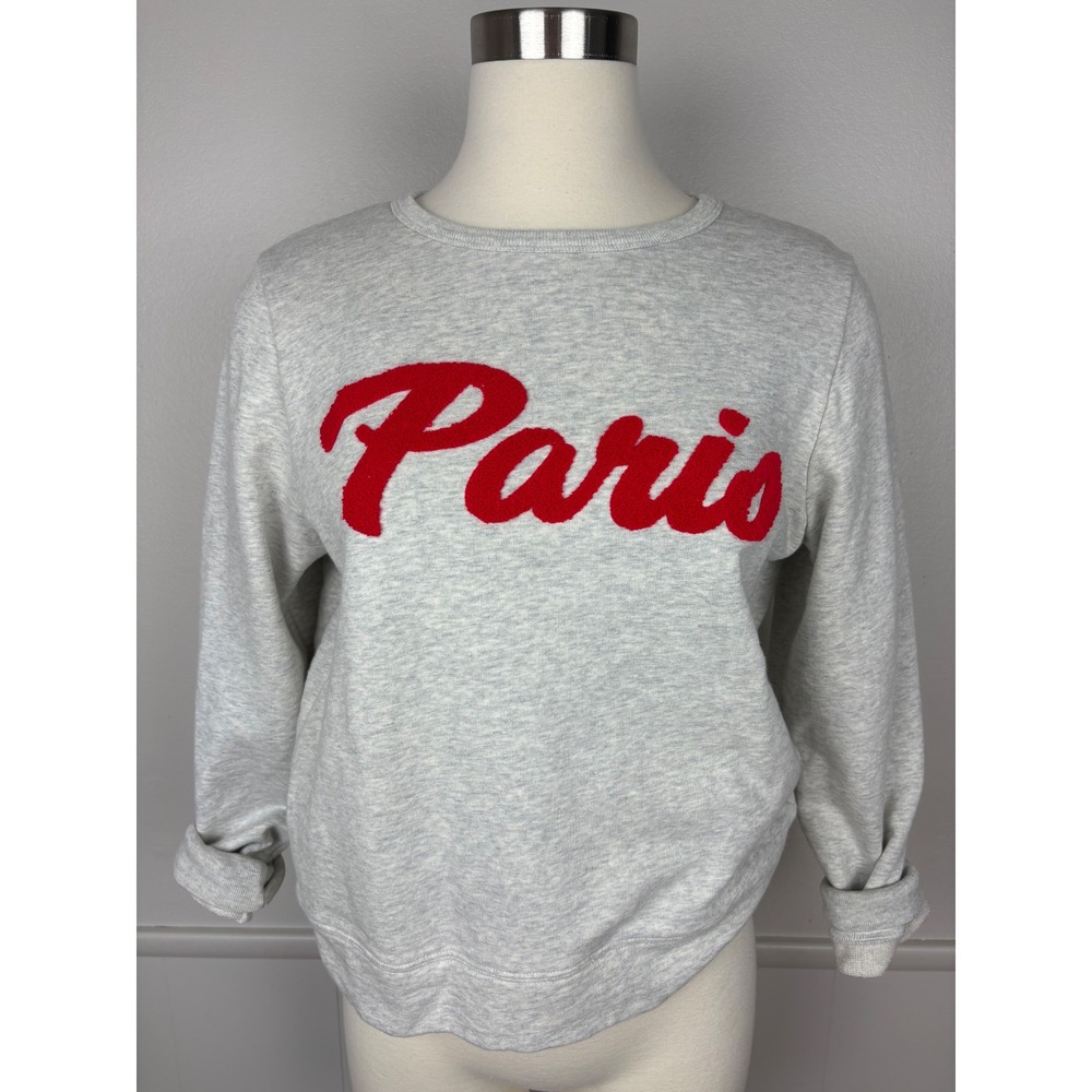 Monoprix Sweatshirt Paris Red Chenille Graphic Size S Gray French Terry